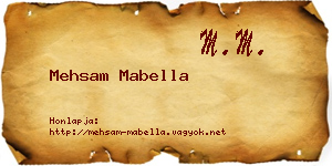 Mehsam Mabella névjegykártya